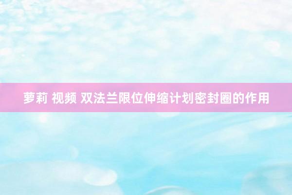 萝莉 视频 双法兰限位伸缩计划密封圈的作用